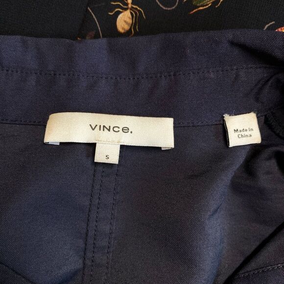 Vince Utility Midi Shirt Dress S Navy Blue Long Sleeves Pockets - Picture 6 of 8